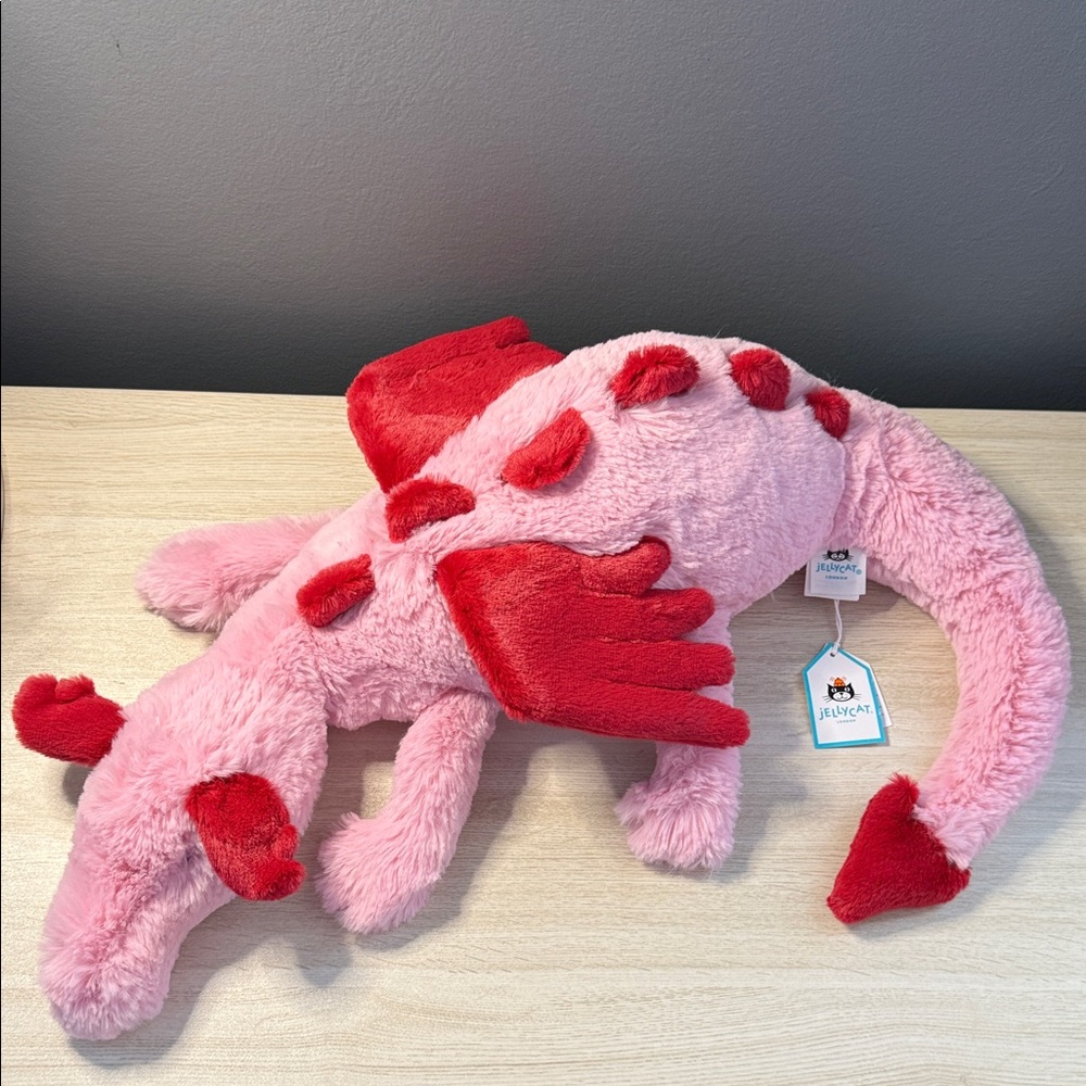 BNWT Jellycat “Heart Dragon” HARD TO FIND (with dust bag) 💕❤️